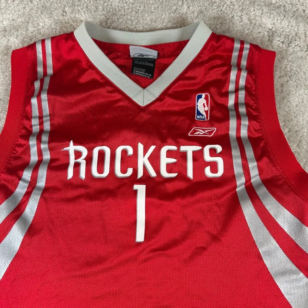 Reebok Basketball Jersey Kids Medium 10-12 Red Houston Rockets McGrady 1 NBA